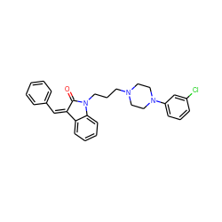 O=C1/C(=C\c2ccccc2)c2ccccc2N1CCCN1CCN(c2cccc(Cl)c2)CC1 ZINC000028234031