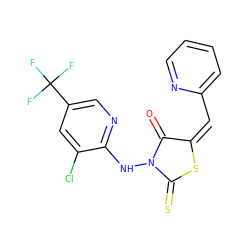 O=C1/C(=C\c2ccccn2)SC(=S)N1Nc1ncc(C(F)(F)F)cc1Cl ZINC000012512355