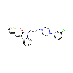 O=C1/C(=C\c2cccs2)c2ccccc2N1CCCN1CCN(c2cccc(Cl)c2)CC1 ZINC000028239241