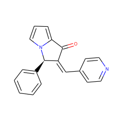 O=C1/C(=C\c2ccncc2)[C@@H](c2ccccc2)n2cccc21 ZINC000103233014