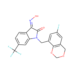 O=C1/C(=N\O)c2ccc(C(F)(F)F)cc2N1Cc1cc(F)cc2c1OCOC2 ZINC000042989756