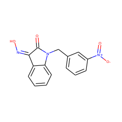 O=C1/C(=N\O)c2ccccc2N1Cc1cccc([N+](=O)[O-])c1 ZINC000003994182