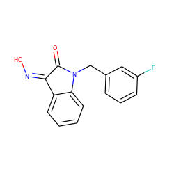 O=C1/C(=N\O)c2ccccc2N1Cc1cccc(F)c1 ZINC000042922855