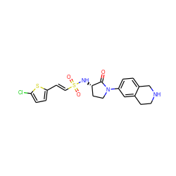 O=C1[C@@H](NS(=O)(=O)/C=C/c2ccc(Cl)s2)CCN1c1ccc2c(c1)CCNC2 ZINC000036520920