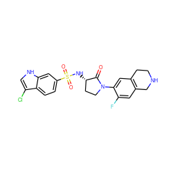 O=C1[C@@H](NS(=O)(=O)c2ccc3c(Cl)c[nH]c3c2)CCN1c1cc2c(cc1F)CNCC2 ZINC000043132742