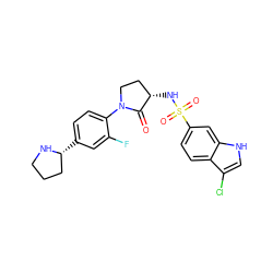 O=C1[C@@H](NS(=O)(=O)c2ccc3c(Cl)c[nH]c3c2)CCN1c1ccc([C@@H]2CCCN2)cc1F ZINC000066079180