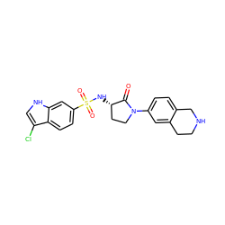 O=C1[C@@H](NS(=O)(=O)c2ccc3c(Cl)c[nH]c3c2)CCN1c1ccc2c(c1)CCNC2 ZINC000036520924