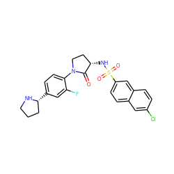 O=C1[C@@H](NS(=O)(=O)c2ccc3cc(Cl)ccc3c2)CCN1c1ccc([C@@H]2CCCN2)cc1F ZINC000064744333