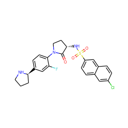 O=C1[C@@H](NS(=O)(=O)c2ccc3cc(Cl)ccc3c2)CCN1c1ccc([C@H]2CCCN2)cc1F ZINC000064750474