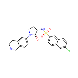 O=C1[C@@H](NS(=O)(=O)c2ccc3cc(Cl)ccc3c2)CCN1c1ccc2c(c1)CCNC2 ZINC000036475868