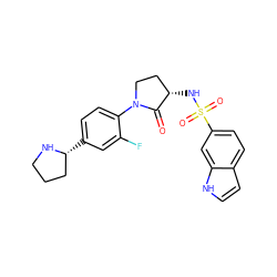 O=C1[C@@H](NS(=O)(=O)c2ccc3cc[nH]c3c2)CCN1c1ccc([C@@H]2CCCN2)cc1F ZINC000066103726