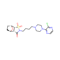 O=C1[C@@H]2[C@H]3CC[C@@H](O3)[C@@H]2S(=O)(=O)N1CCCCN1CCN(c2nccnc2Cl)CC1 ZINC000169295343