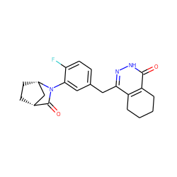 O=C1[C@@H]2CC[C@@H](C2)N1c1cc(Cc2n[nH]c(=O)c3c2CCCC3)ccc1F ZINC000143821112