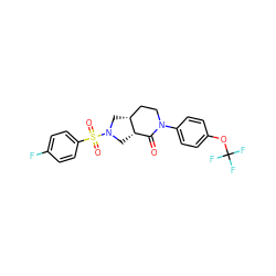 O=C1[C@@H]2CN(S(=O)(=O)c3ccc(F)cc3)C[C@@H]2CCN1c1ccc(OC(F)(F)F)cc1 ZINC000096169508