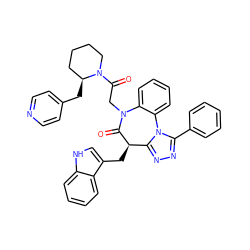 O=C1[C@H](Cc2c[nH]c3ccccc23)c2nnc(-c3ccccc3)n2-c2ccccc2N1CC(=O)N1CCCC[C@@H]1Cc1ccncc1 ZINC000084617889