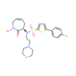 O=C1[C@H](N(CCN2CCOCC2)S(=O)(=O)c2ccc(-c3ccc(Cl)cc3)s2)CC=CCN1O ZINC000073161569