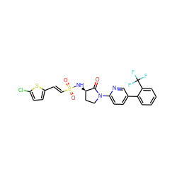 O=C1[C@H](NS(=O)(=O)/C=C/c2ccc(Cl)s2)CCN1c1ccc(-c2ccccc2C(F)(F)F)cn1 ZINC000028979654