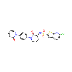 O=C1[C@H](NS(=O)(=O)c2cc3ccc(Cl)nc3s2)CCCN1c1ccc(-n2ccccc2=O)cc1 ZINC000029125545