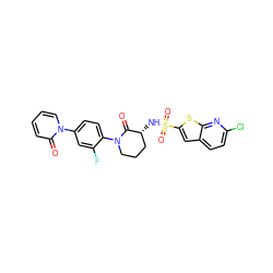 O=C1[C@H](NS(=O)(=O)c2cc3ccc(Cl)nc3s2)CCCN1c1ccc(-n2ccccc2=O)cc1F ZINC000029125727