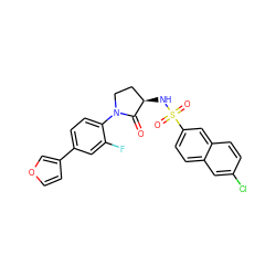 O=C1[C@H](NS(=O)(=O)c2ccc3cc(Cl)ccc3c2)CCN1c1ccc(-c2ccoc2)cc1F ZINC000028979505