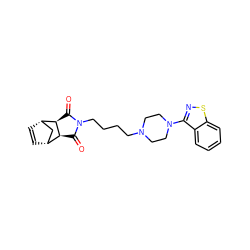 O=C1[C@H]2[C@@H]3C=C[C@@H](C3)[C@H]2C(=O)N1CCCCN1CCN(c2nsc3ccccc23)CC1 ZINC000039013403