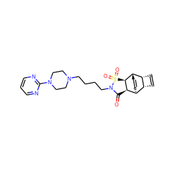 O=C1[C@H]2[C@H]([C@H]3C=C[C@H]2[C@H]2C=C[C@H]23)S(=O)(=O)N1CCCCN1CCN(c2ncccn2)CC1 ZINC000195454715