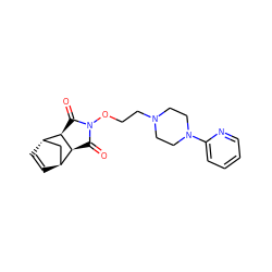 O=C1[C@H]2[C@H]3C=C[C@@H](C3)[C@H]2C(=O)N1OCCN1CCN(c2ccccn2)CC1 ZINC000100058995