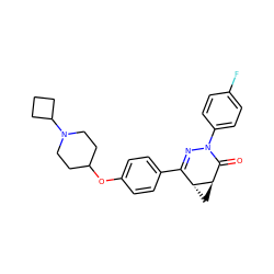 O=C1[C@H]2C[C@@H]2C(c2ccc(OC3CCN(C4CCC4)CC3)cc2)=NN1c1ccc(F)cc1 ZINC000103260476