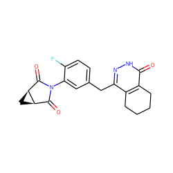 O=C1[C@H]2C[C@H]2C(=O)N1c1cc(Cc2n[nH]c(=O)c3c2CCCC3)ccc1F ZINC000043197136