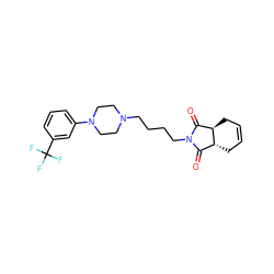 O=C1[C@H]2CC=CC[C@@H]2C(=O)N1CCCCN1CCN(c2cccc(C(F)(F)F)c2)CC1 ZINC000028876268