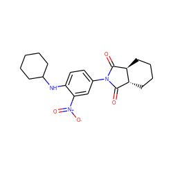 O=C1[C@H]2CCCC[C@@H]2C(=O)N1c1ccc(NC2CCCCC2)c([N+](=O)[O-])c1 ZINC000013136144