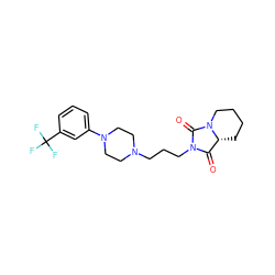 O=C1[C@H]2CCCCN2C(=O)N1CCCN1CCN(c2cccc(C(F)(F)F)c2)CC1 ZINC000000641751