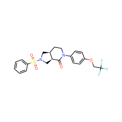 O=C1[C@H]2CN(S(=O)(=O)c3ccccc3)C[C@H]2CCN1c1ccc(OCC(F)(F)F)cc1 ZINC000096169512