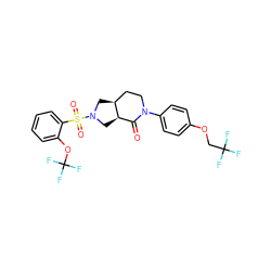 O=C1[C@H]2CN(S(=O)(=O)c3ccccc3OC(F)(F)F)C[C@H]2CCN1c1ccc(OCC(F)(F)F)cc1 ZINC000096169513