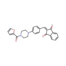 O=C1C(=Cc2ccc(N3CCN(C(=O)c4ccco4)CC3)cc2)C(=O)c2ccccc21 ZINC000653882895