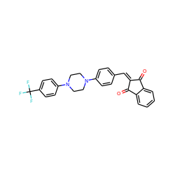 O=C1C(=Cc2ccc(N3CCN(c4ccc(C(F)(F)F)cc4)CC3)cc2)C(=O)c2ccccc21 ZINC000653880657