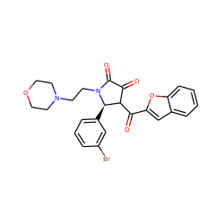 O=C1C(=O)N(CCN2CCOCC2)[C@H](c2cccc(Br)c2)C1C(=O)c1cc2ccccc2o1 ZINC000008896351