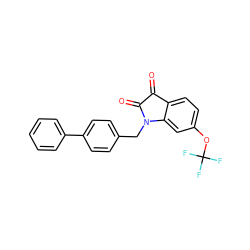 O=C1C(=O)N(Cc2ccc(-c3ccccc3)cc2)c2cc(OC(F)(F)F)ccc21 ZINC000045349143