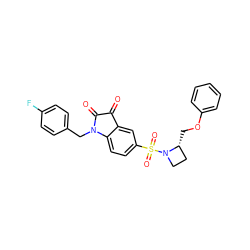 O=C1C(=O)N(Cc2ccc(F)cc2)c2ccc(S(=O)(=O)N3CC[C@H]3COc3ccccc3)cc21 ZINC000013676483