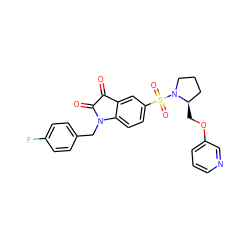 O=C1C(=O)N(Cc2ccc(F)cc2)c2ccc(S(=O)(=O)N3CCC[C@H]3COc3cccnc3)cc21 ZINC000013676506