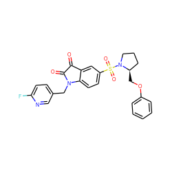 O=C1C(=O)N(Cc2ccc(F)nc2)c2ccc(S(=O)(=O)N3CCC[C@H]3COc3ccccc3)cc21 ZINC000013676465