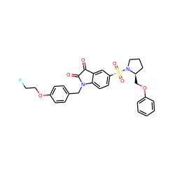 O=C1C(=O)N(Cc2ccc(OCCF)cc2)c2ccc(S(=O)(=O)N3CCC[C@H]3COc3ccccc3)cc21 ZINC000037866131