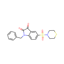 O=C1C(=O)N(Cc2ccccc2)c2ccc(S(=O)(=O)N3CCSCC3)cc21 ZINC000040414015