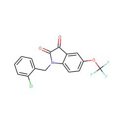 O=C1C(=O)N(Cc2ccccc2Cl)c2ccc(OC(F)(F)F)cc21 ZINC000040878094