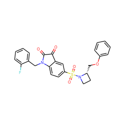 O=C1C(=O)N(Cc2ccccc2F)c2ccc(S(=O)(=O)N3CC[C@H]3COc3ccccc3)cc21 ZINC000013676486