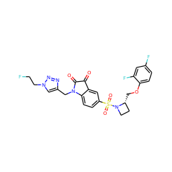 O=C1C(=O)N(Cc2cn(CCF)nn2)c2ccc(S(=O)(=O)N3CC[C@H]3COc3ccc(F)cc3F)cc21 ZINC000071316002