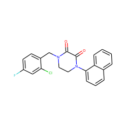 O=C1C(=O)N(c2cccc3ccccc23)CCN1Cc1ccc(F)cc1Cl ZINC000095565313