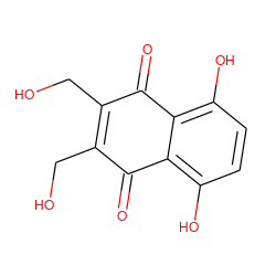 O=C1C(CO)=C(CO)C(=O)c2c(O)ccc(O)c21 ZINC000005566507