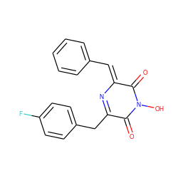 O=C1C(Cc2ccc(F)cc2)=N/C(=C\c2ccccc2)C(=O)N1O ZINC000034074889