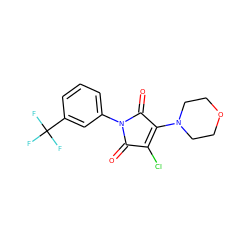 O=C1C(Cl)=C(N2CCOCC2)C(=O)N1c1cccc(C(F)(F)F)c1 ZINC000001230197